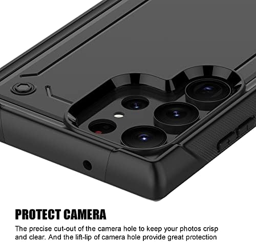 Syoner עבור Samsung Galaxy S23 Ultra Case, כיסוי טלפון מגן חסין הלם + מגן מסך TPU רך עבור Samsung Galaxy S23 Ultra [Black]